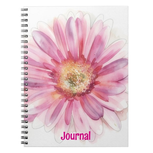 Pink Daisy Flower Art Personalize Journal (Front)