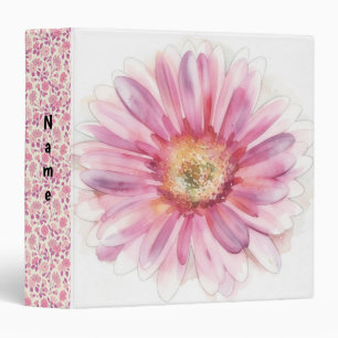 Pink Daisy Flower Art Personalized Binder
