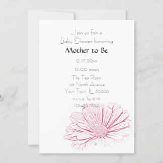 Pink Daisy Flower Baby Shower Invitation
