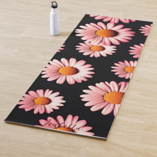 Pink Daisy Flower Botanical pattern girly Yoga Mat