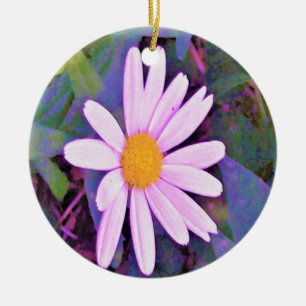 Pink Daisy Flower Ceramic Ornament