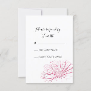Pink Daisy Flower Effect Floral Wedding RSVP Card