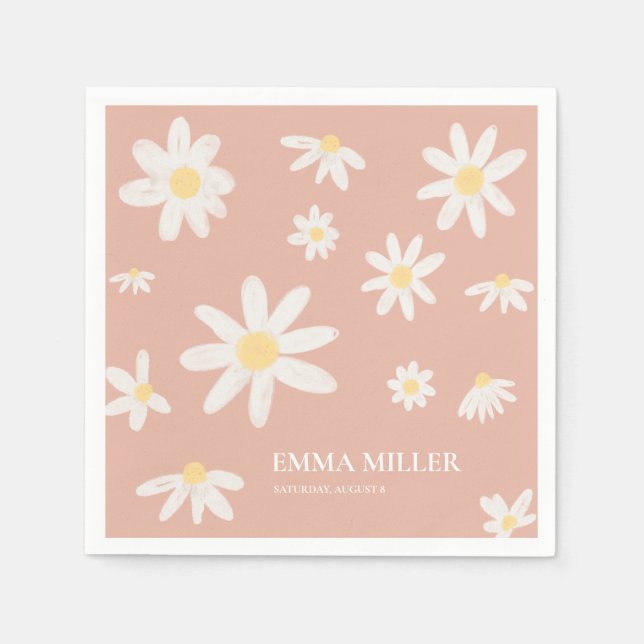 Pink Daisy Flower Napkins (Front)