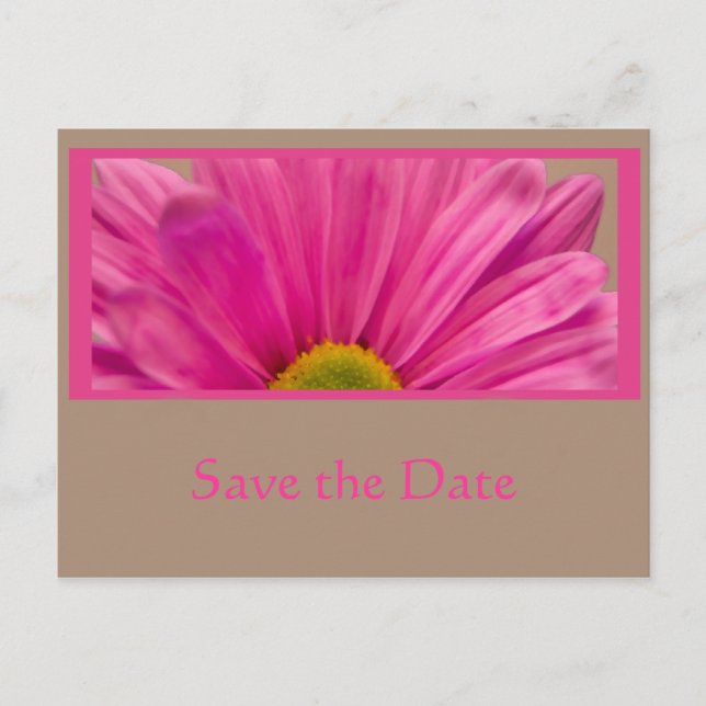 Pink Daisy Flower Save the Date Announcement (Front)