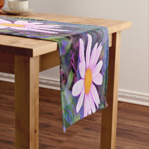 Pink Daisy Flower Short Table Runner