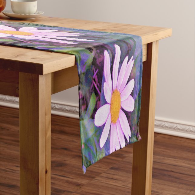Pink Daisy Flower Short Table Runner (In Situ)
