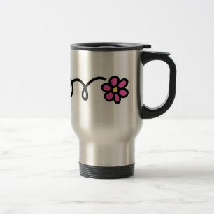 Pink daisy flower travel mug