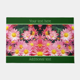 Pink Daisy Flowers And Bumble Bee Personalized Doormat