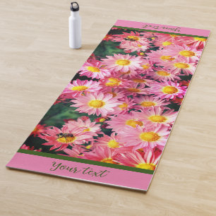 Pink Daisy Flowers And Bumble Bee Personalized Yoga Mat