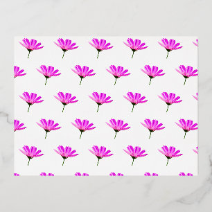 Pink Daisy Foil Holiday Postcard