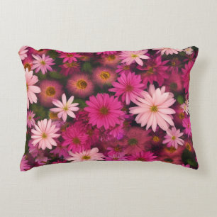 Pink Daisy Garden - Bright Floral Decor Accent Pillow