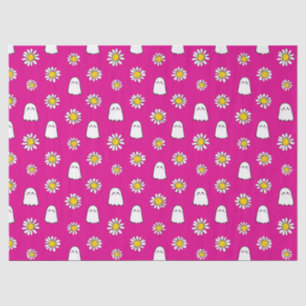 Pink Daisy Ghost Halloween Tissue Paper