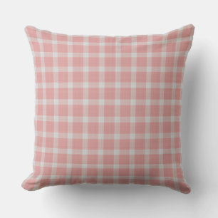 Pink Daisy Gingham Plaid checkered Throw Pillow