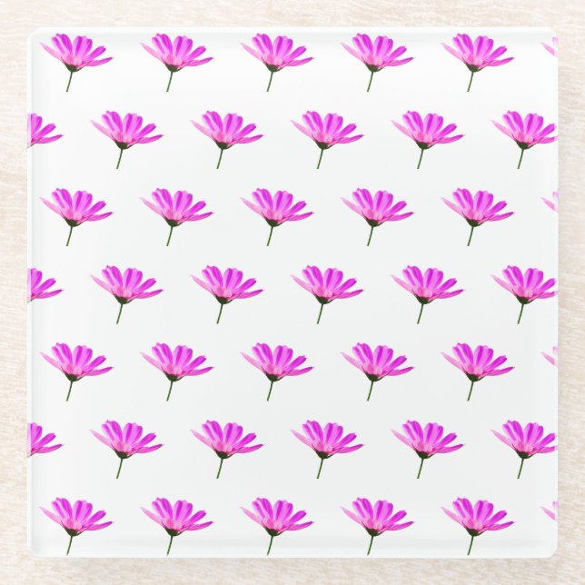 Pink Daisy Glass Coaster (Front)