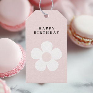 Pink Daisy Happy Birthday Gift Tags