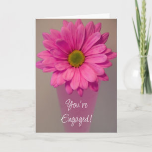 Pink Daisy in Vase Engagement Card