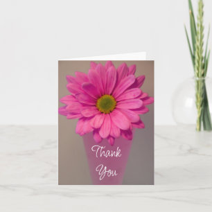 Pink Daisy in Vase Thank You Card