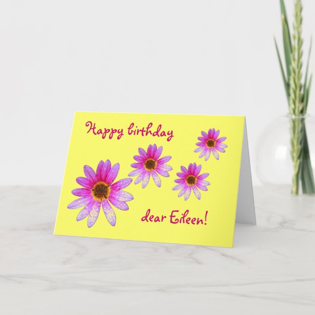 Pink Daisy Joyeux Anniversaire Carte Eileen (Devant)