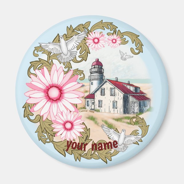 Pink Daisy Lighthouse aimant (Devant)