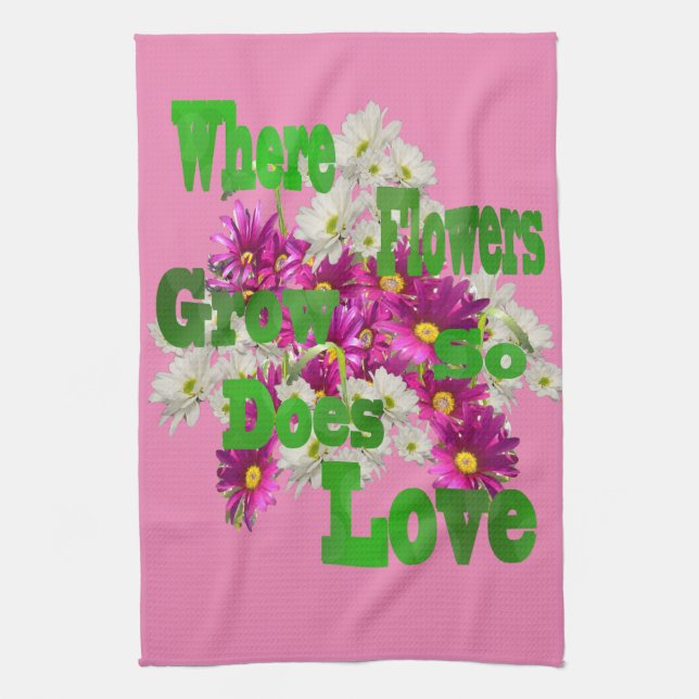 Pink Daisy Love, Kitchen Towel (Vertical)