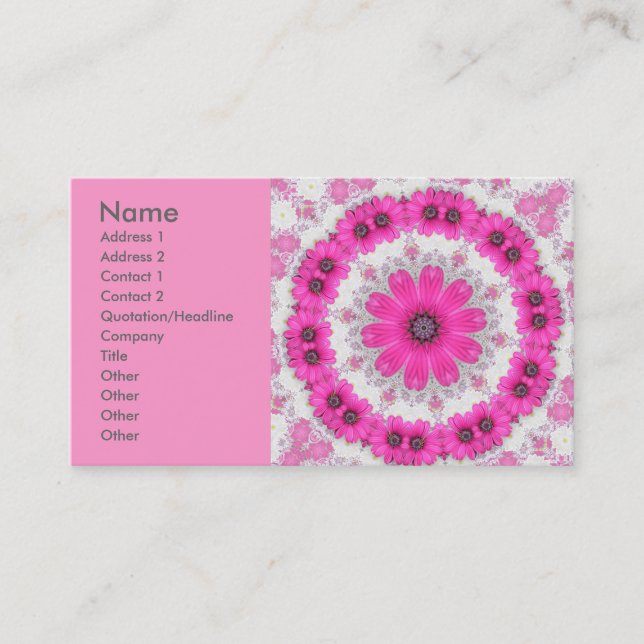 pink daisy mandala no 4 business card (Front)
