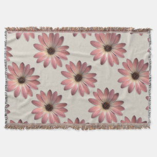 Pink Daisy - Mink Leather Texture Image Background Throw Blanket