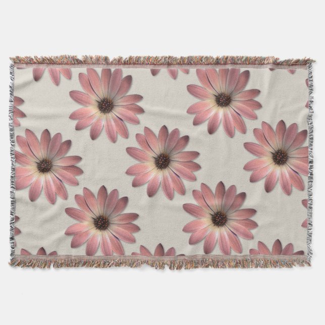 Pink Daisy - Mink Leather Texture Image Background Throw Blanket (Front)