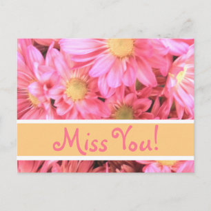 Pink Daisy "Miss You" postcard