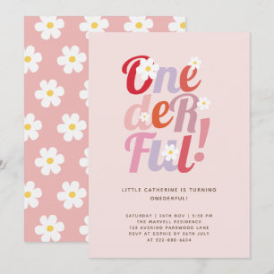Pink Daisy ONE derful 1st Birthday Invitation