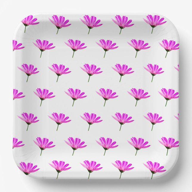Pink Daisy  Paper Plate (Front)