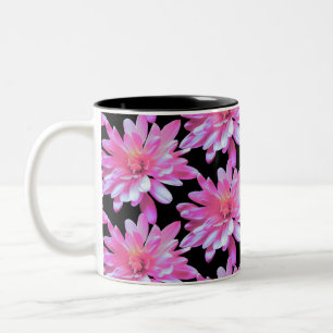 Pink daisy pattern, pink flowers Two-Tone coffee mug