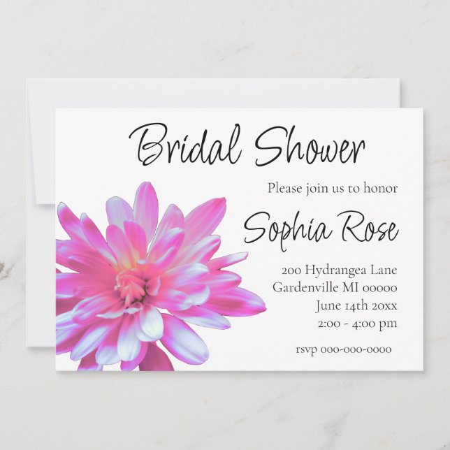 Pink Daisy pink floral pink flower bridal shower Invitation (Front)