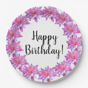 Pink daisy pink floral pink flower  paper plate
