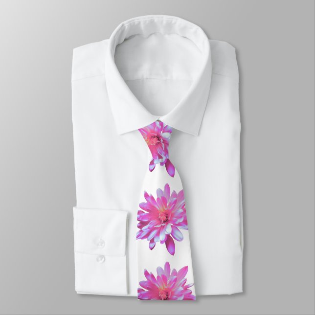 Pink daisy pink floral pink flower tie (Tied)