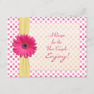 Pink Daisy Polka Dot Recipe Card for new couple