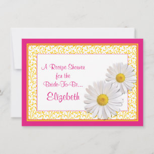 Pink Daisy Recette Thème Bridal Shower Invitation
