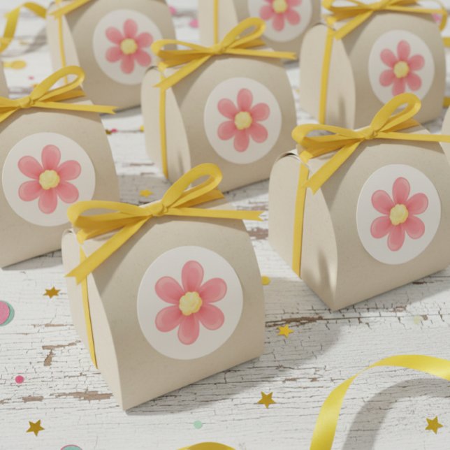 Pink Daisy Round Sticker - Cute Floral Custom (Creator Uploaded)