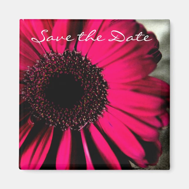 Pink Daisy Save the Date Magnet (Front)