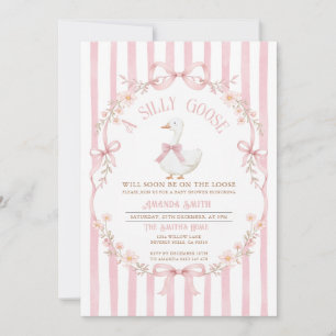 Pink Daisy Silly Goose Baby Shower Wildflower Invitation