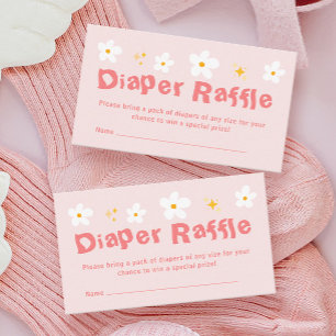 Pink Daisy Spring Baby Shower Diaper Raffle  Enclosure Card