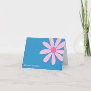 Pink Daisy Thank You Cards (blue)