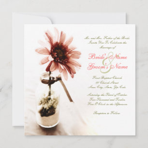 Pink Daisy Wedding Invitation