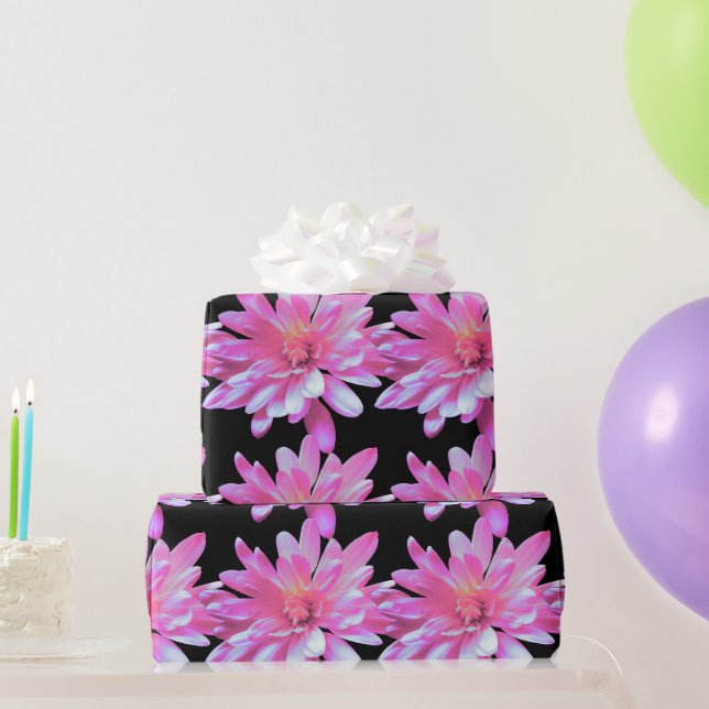 Pink daisy, zinnia, cosmo, sunflower pattern wrapping paper (Party Gifts)