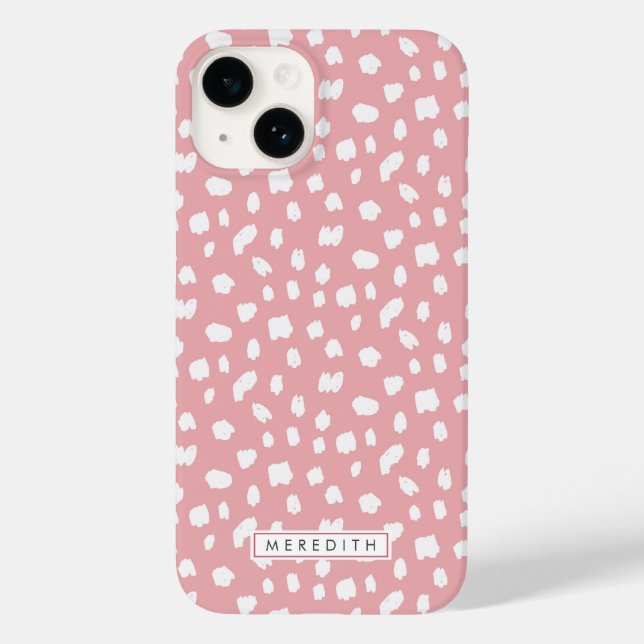 Pink Dalmatian Print Name Case-Mate iPhone Case (Back)