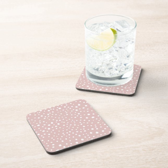 Pink Dalmatian Spots, Dalmatian Dots, Dotted Print Coaster (Right Side)