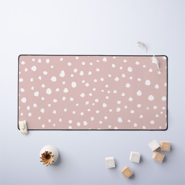 Pink Dalmatian Spots, Dalmatian Dots, Dotted Print Desk Mat (Kids Table)