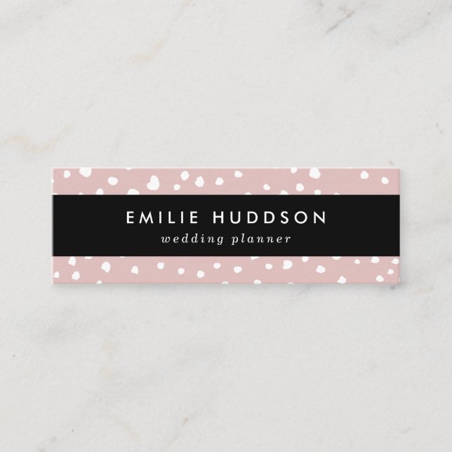 Pink Dalmatian Spots, Dalmatian Dots, Dotted Print Mini Business Card (Front)