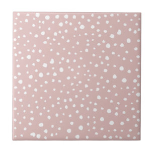 Pink Dalmatian Spots, Dalmatian Dots, Dotted Print Tile