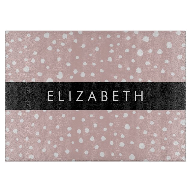 Pink Dalmatian Spots, Dalmatian Dots, Your Name Cutting Board (Front)