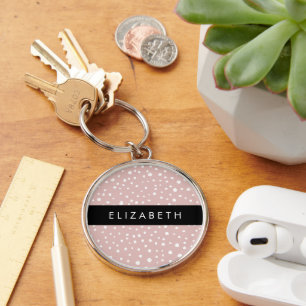 Pink Dalmatian Spots, Dalmatian Dots, Your Name Keychain